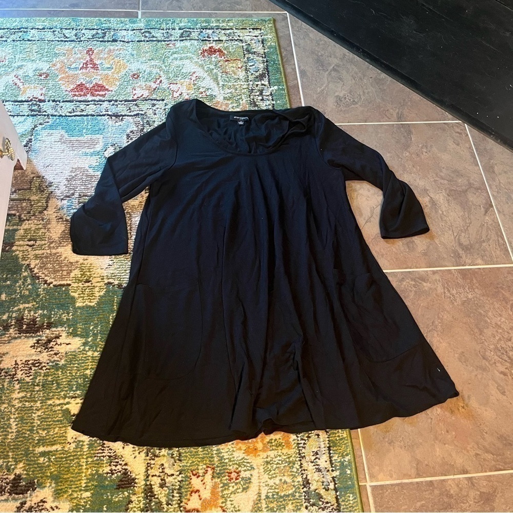 Black oversized Sharagano dress with pockets - Picture 2 of 7